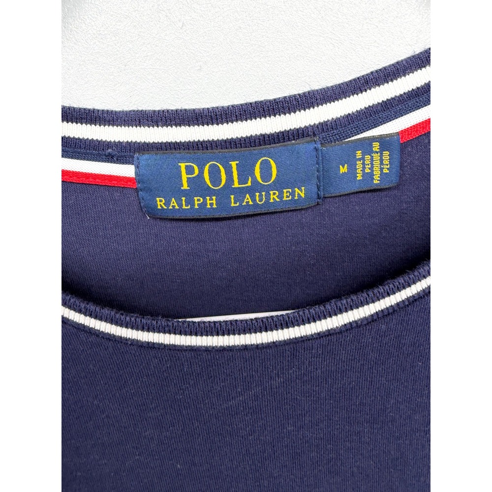 Polo Ralph Lauren Mens T-Shirt Colorblock USA Shield Logo Navy White Blue M - Picture 6 of 6